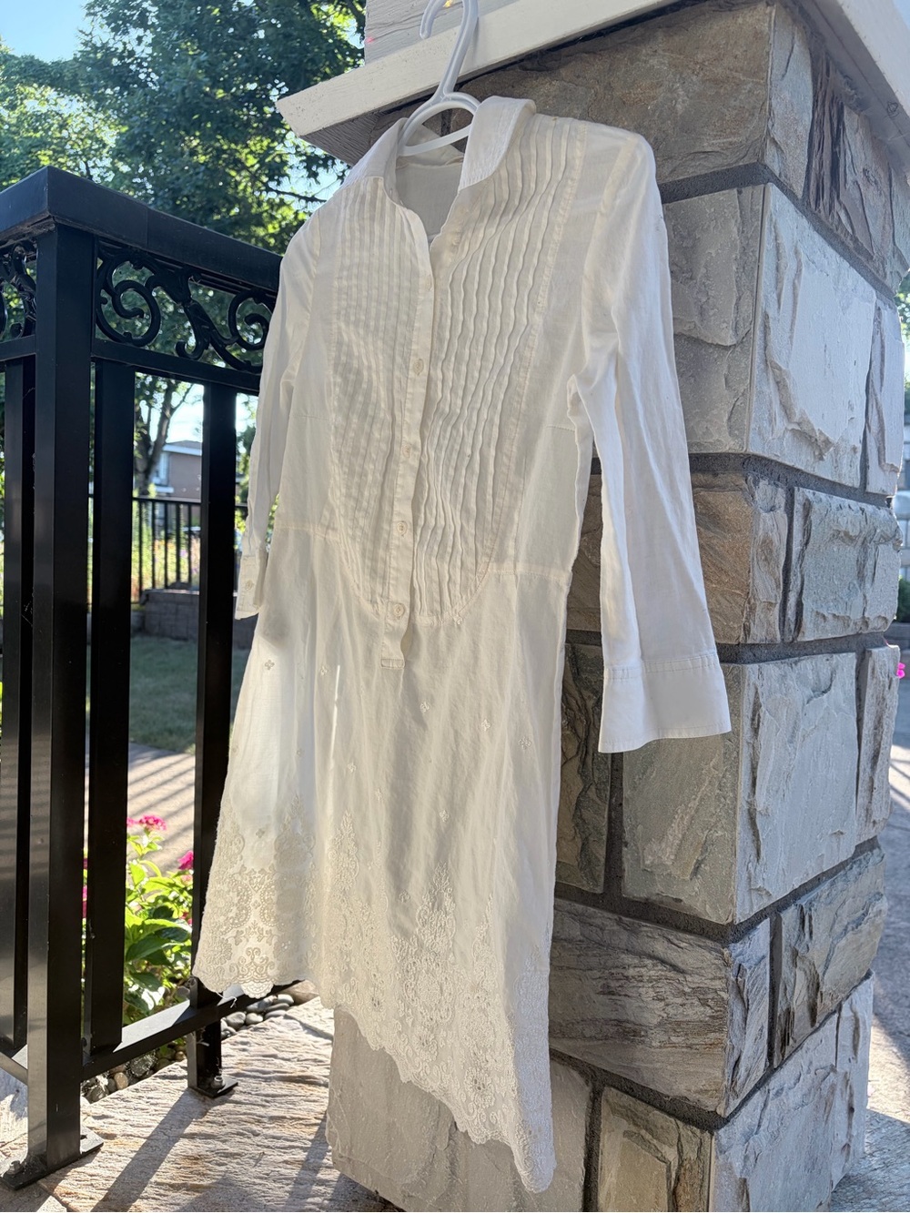 Éclair Defi White Embroidered Tunic Shirt Dress